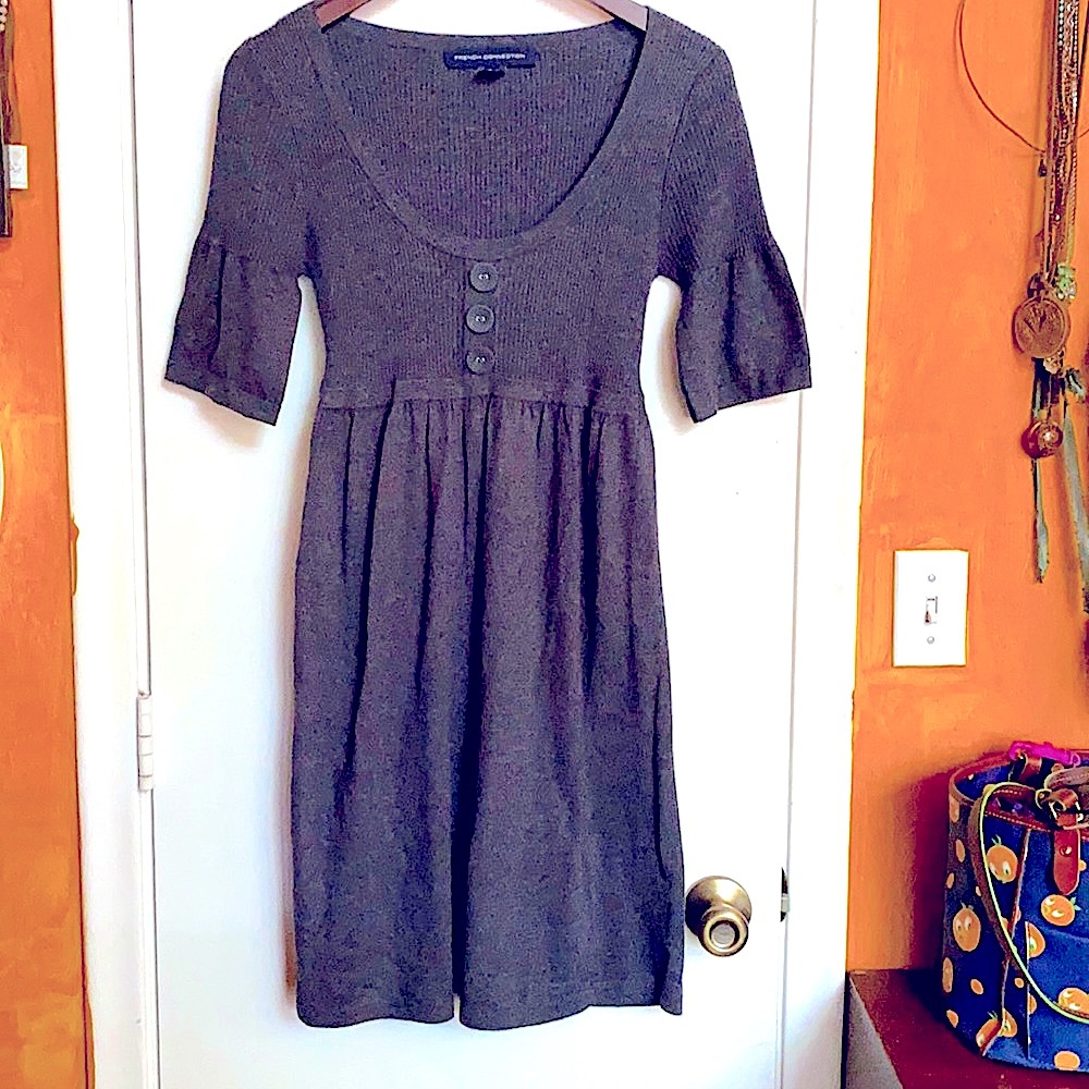 French Connection Dark Gray Knit Midi Dress